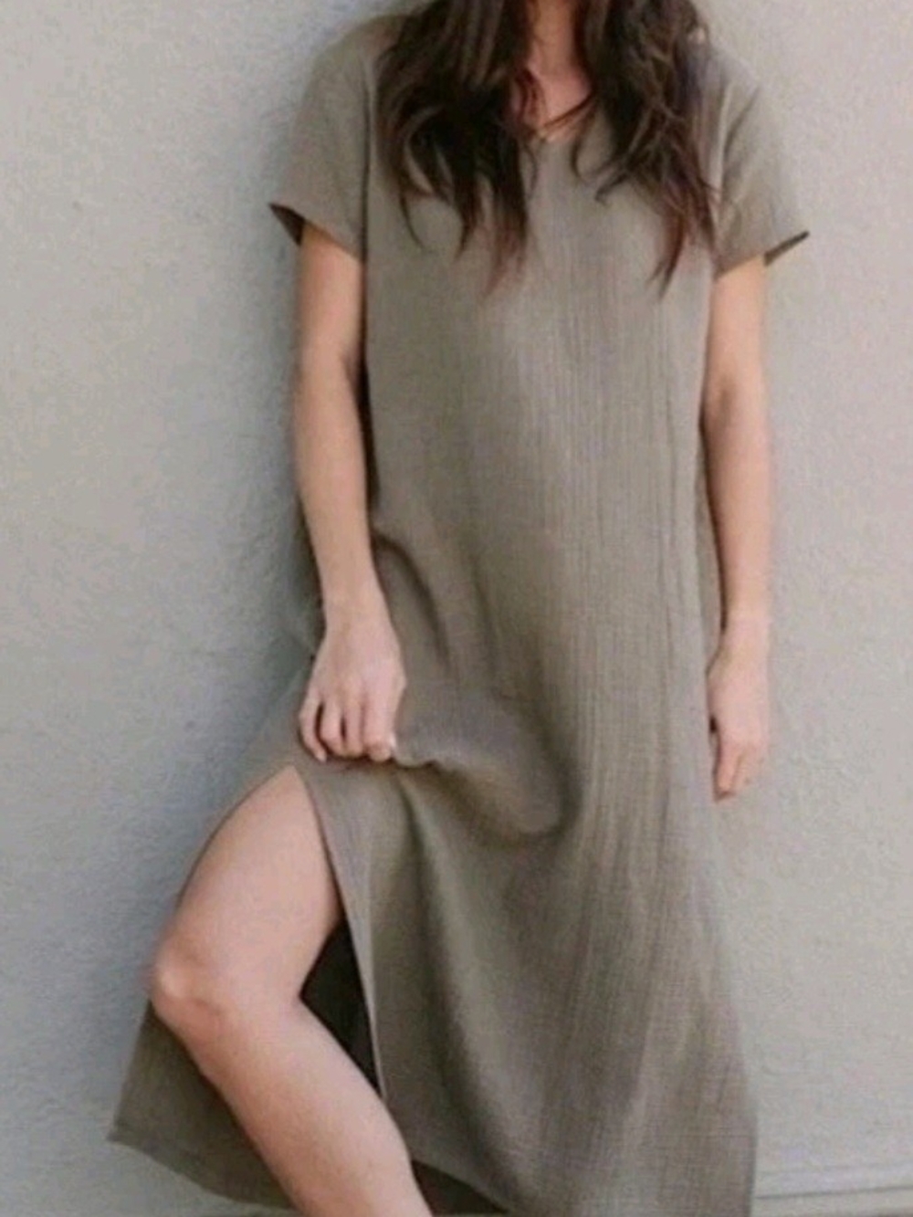 Jenni Kayne Grern  Short-Sleeve Midi  Dress Sz L